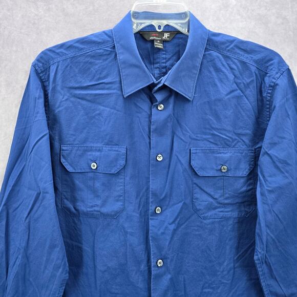 J Ferrar Blue Slim Fit Cotton Button Down Long Sleeve Work Mens Shirt XL - Picture 3 of 7